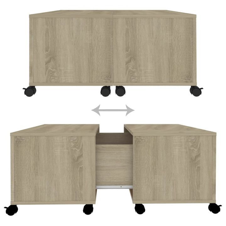sofabord 75x75x38 cm konstrueret træ sonoma-eg
