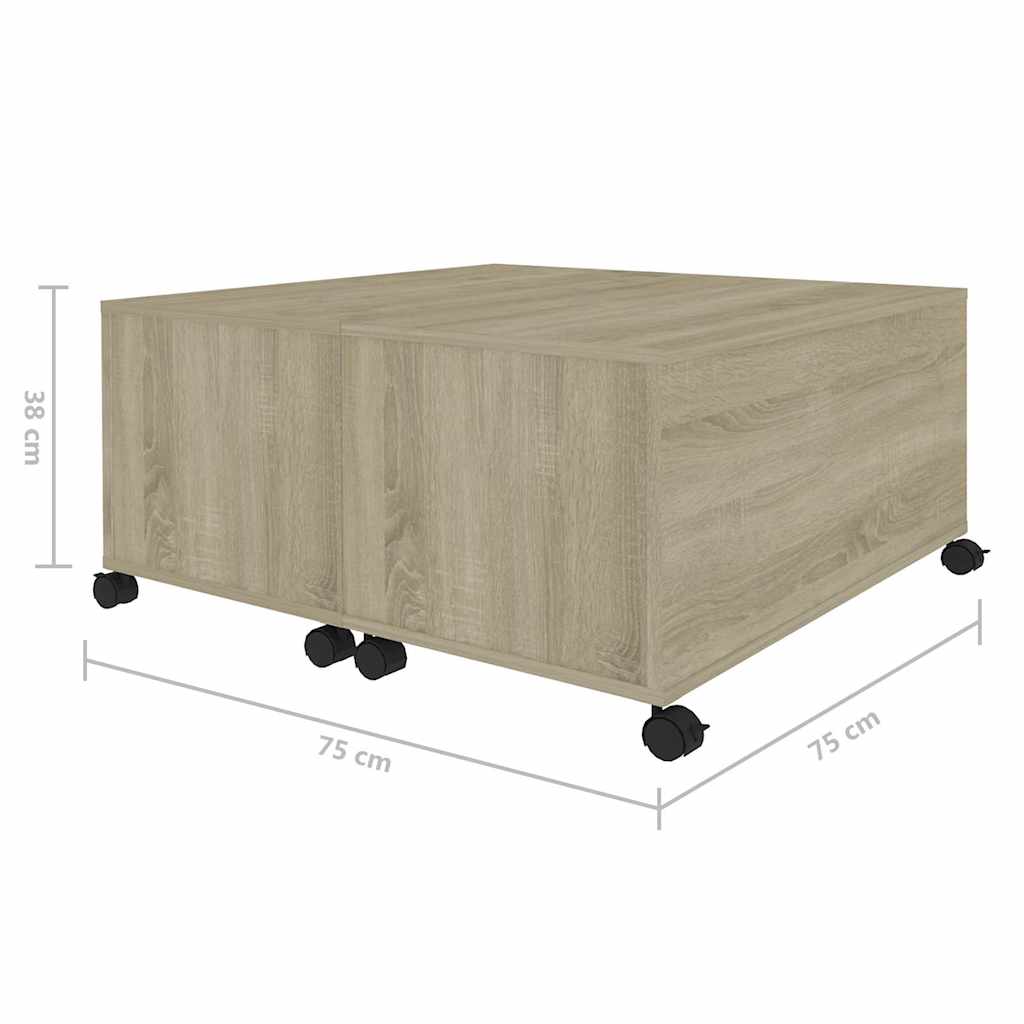 sofabord 75x75x38 cm konstrueret træ sonoma-eg