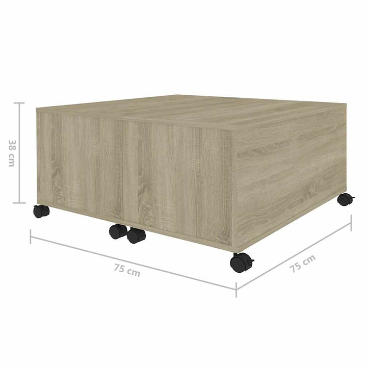 sofabord 75x75x38 cm konstrueret træ sonoma-eg