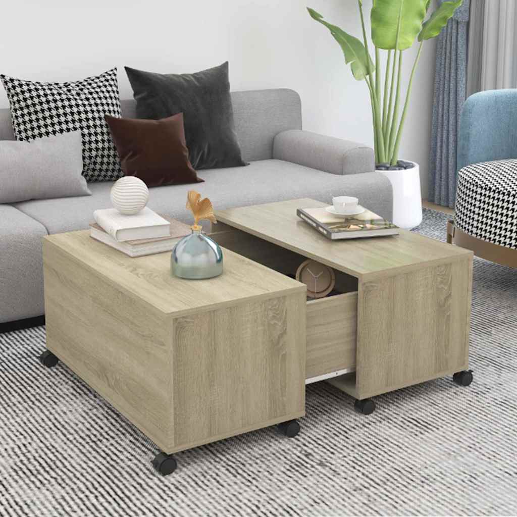 sofabord 75x75x38 cm konstrueret træ sonoma-eg