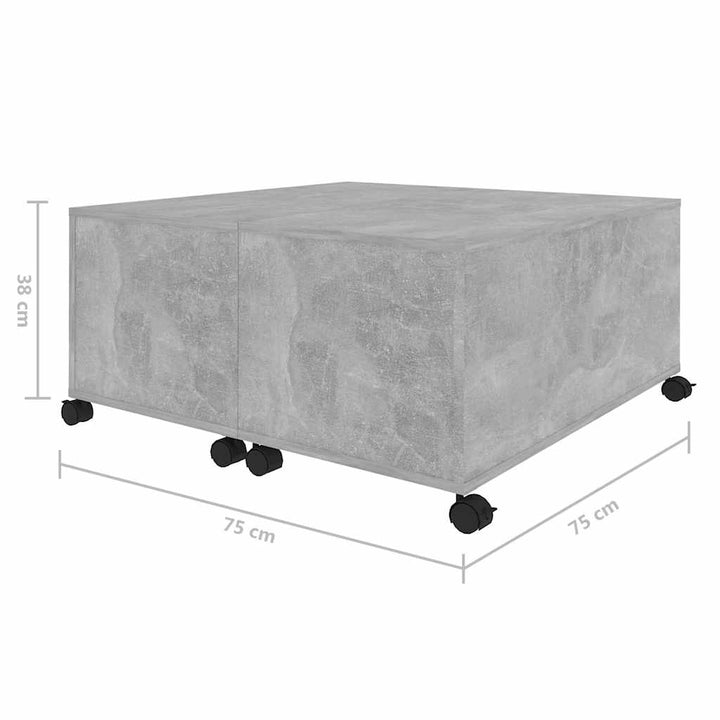 sofabord 75x75x38 cm konstrueret træ betongrå