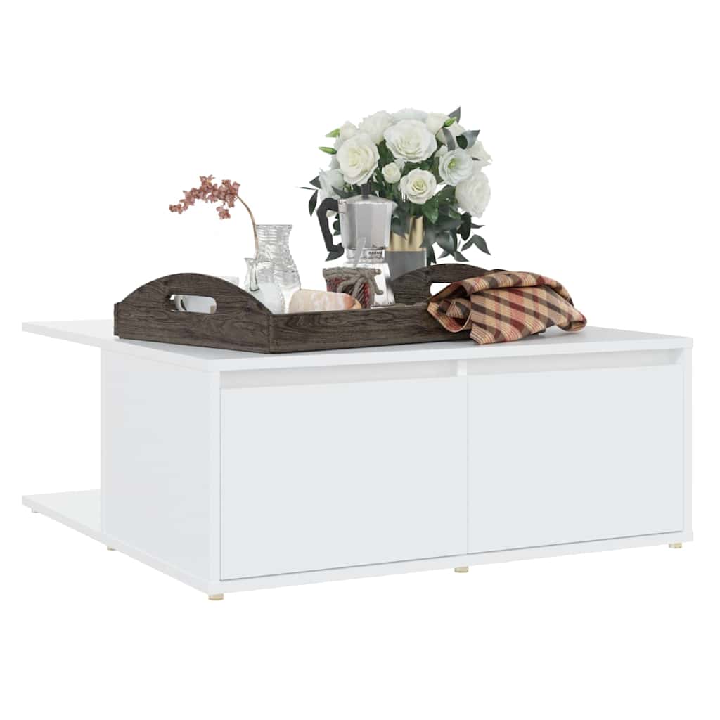 sofabord 80x80x31 cm konstrueret træ hvid