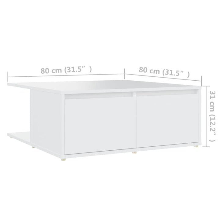 sofabord 80x80x31 cm konstrueret træ hvid