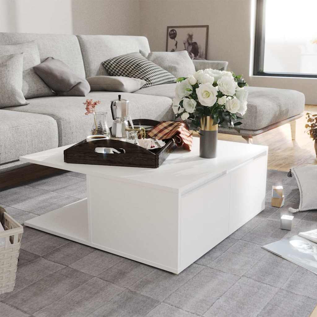 sofabord 80x80x31 cm konstrueret træ hvid