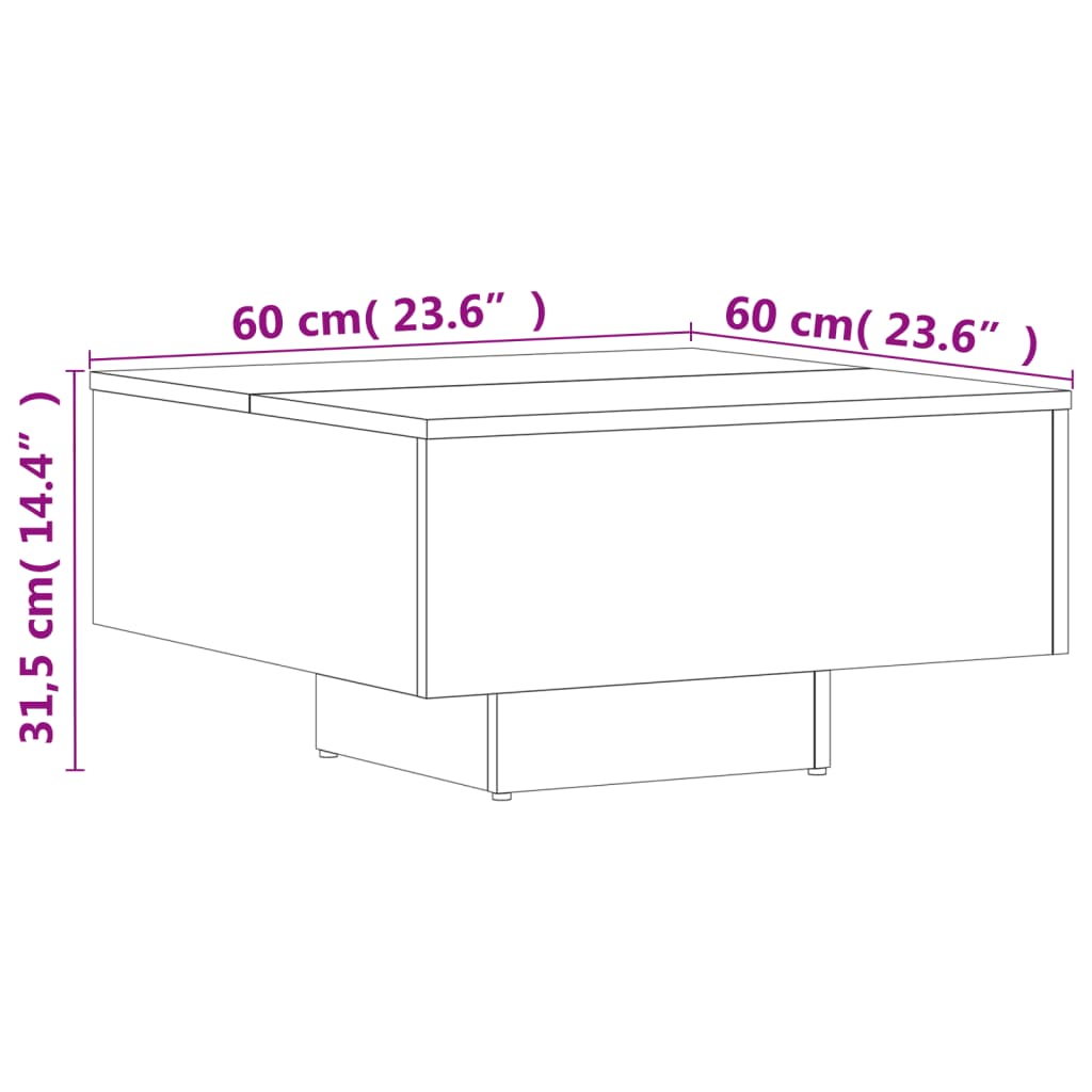 sofabord 60x60x31,5 cm konstrueret træ hvid