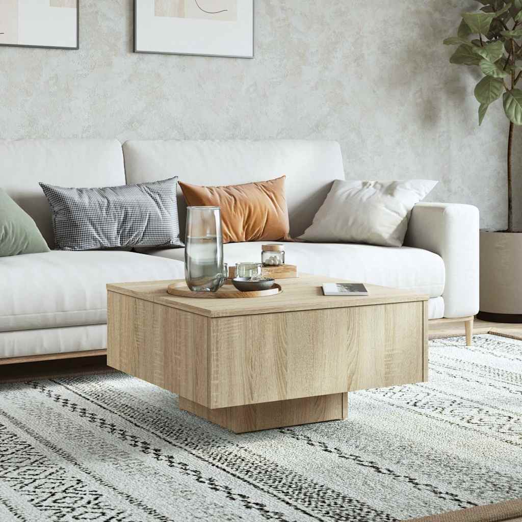 sofabord 60x60x31,5 cm konstrueret træ sonoma-eg