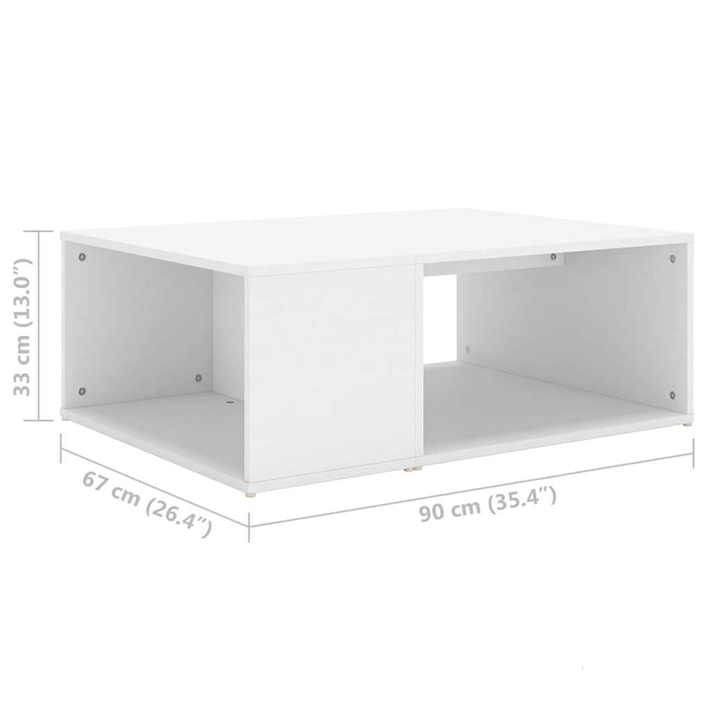 sofabord 90x67x33 cm konstrueret træ hvid