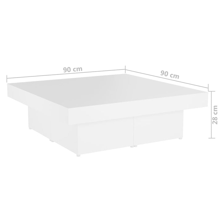 sofabord 90x90x28 cm konstrueret træ hvid