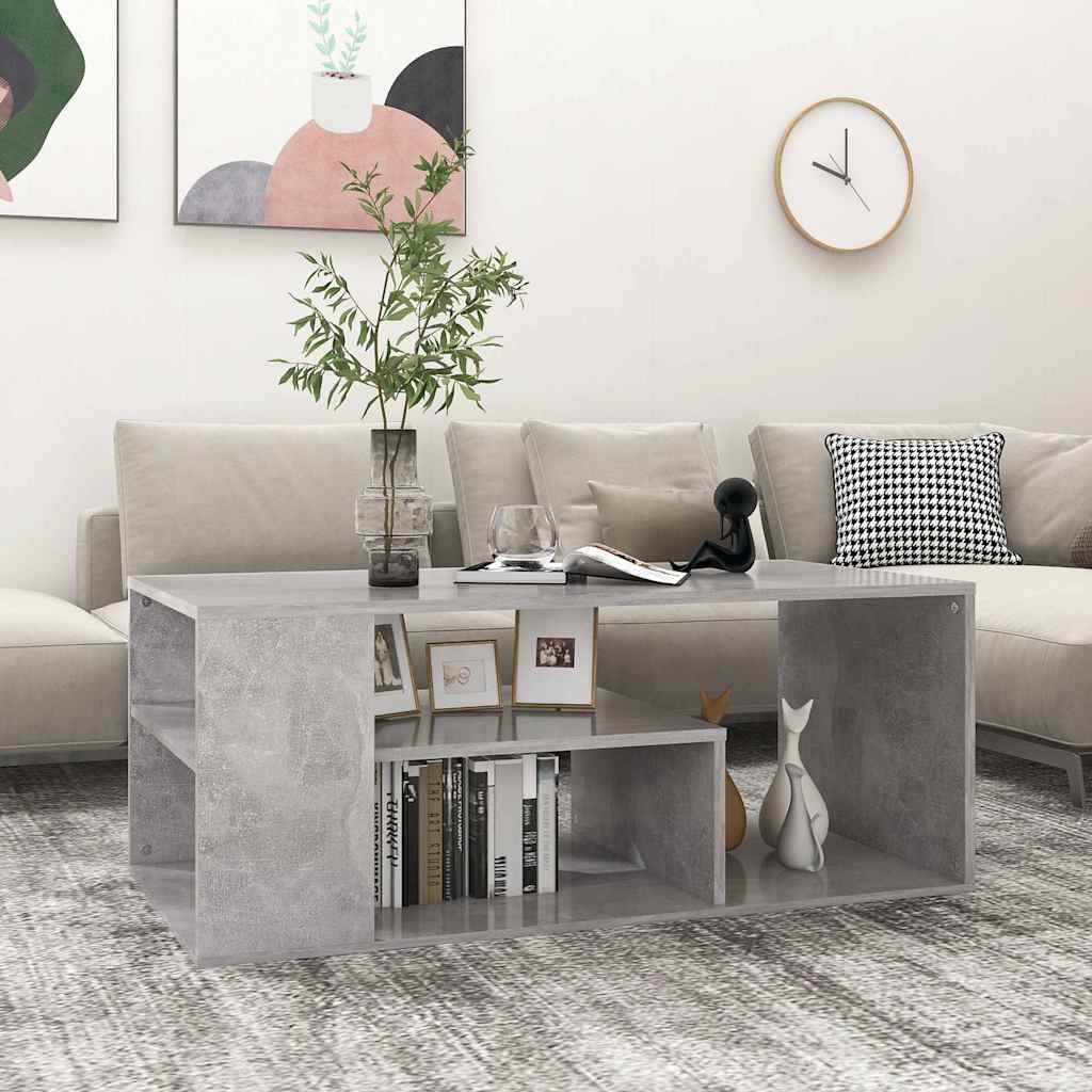 sofabord 100x50x40 cm konstrueret træ betongrå