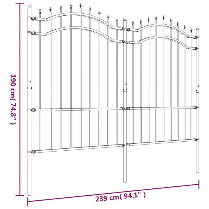 havehegn med spydtop 190 cm pulverlakeret stål sort