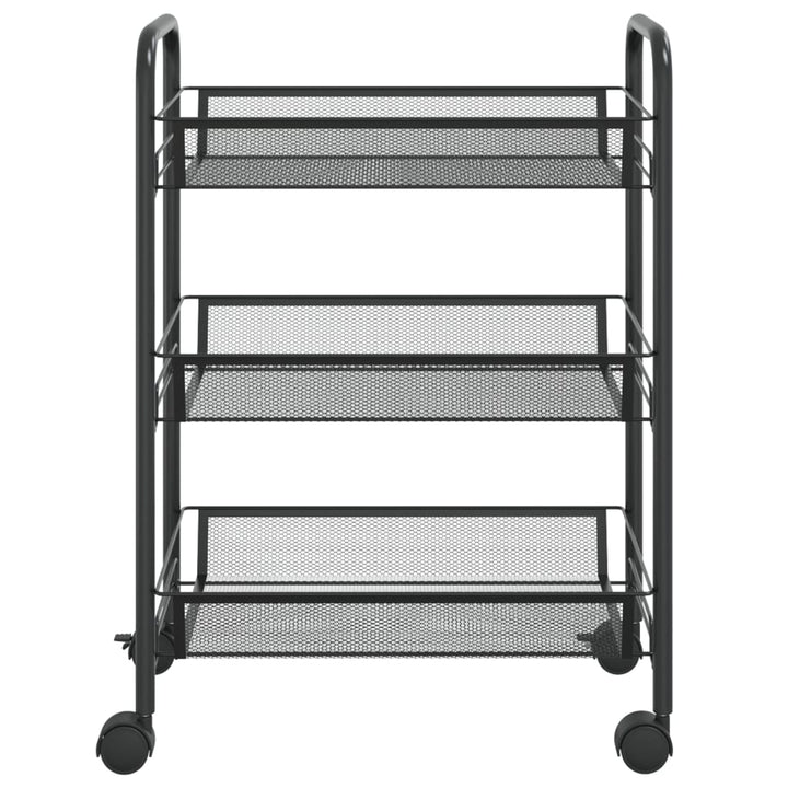 køkkenvogn med 3 hylder 46x26x64 cm jern sort