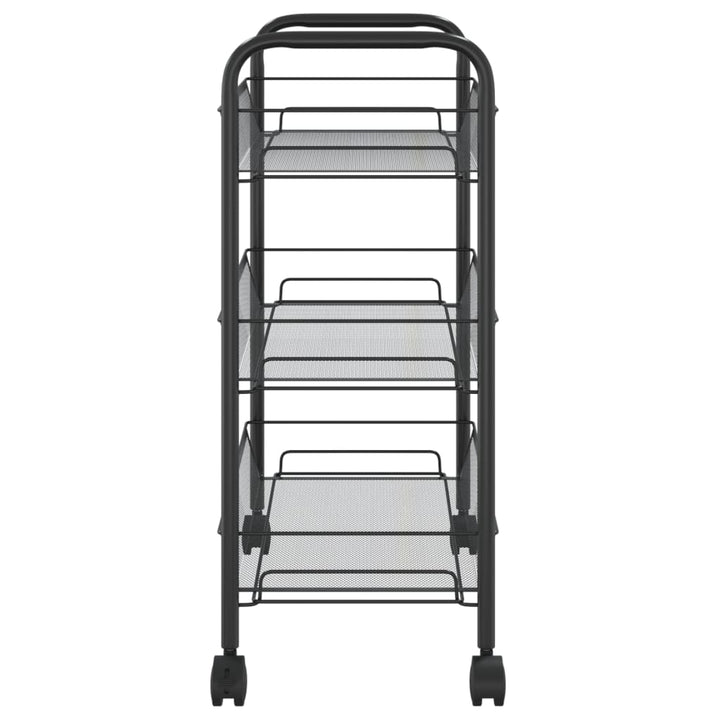 køkkenvogn med 3 hylder 46x26x64 cm jern sort