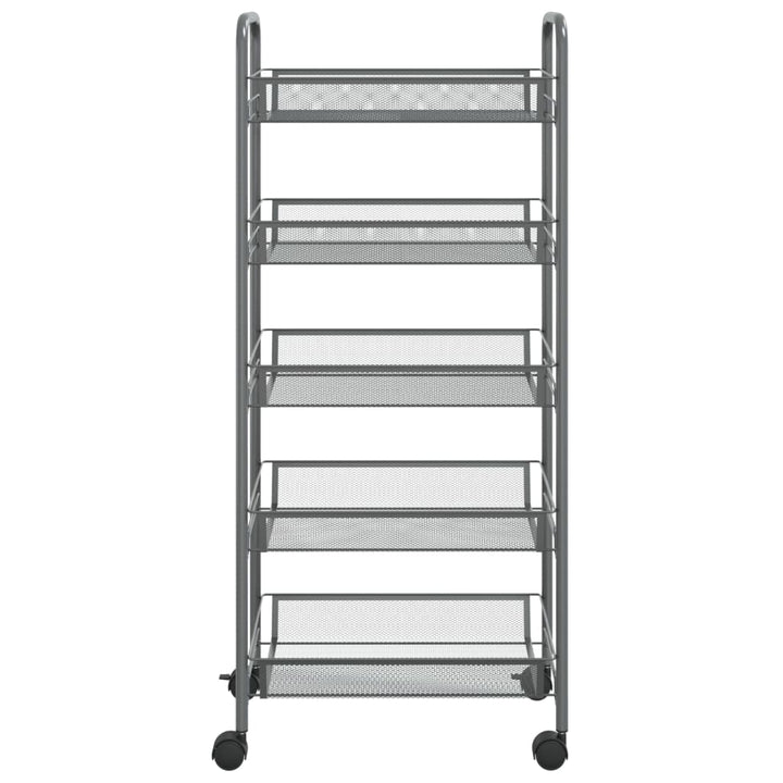køkkenvogn med 5 hylder 46x26x105 cm jern grå
