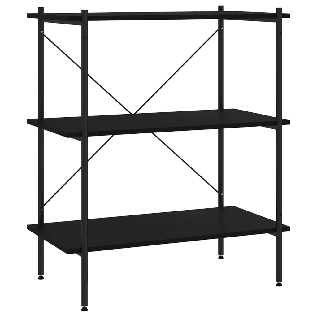 reol med 3 hylder 80x40x92 cm sort