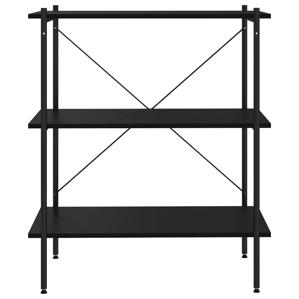 reol med 3 hylder 80x40x92 cm sort
