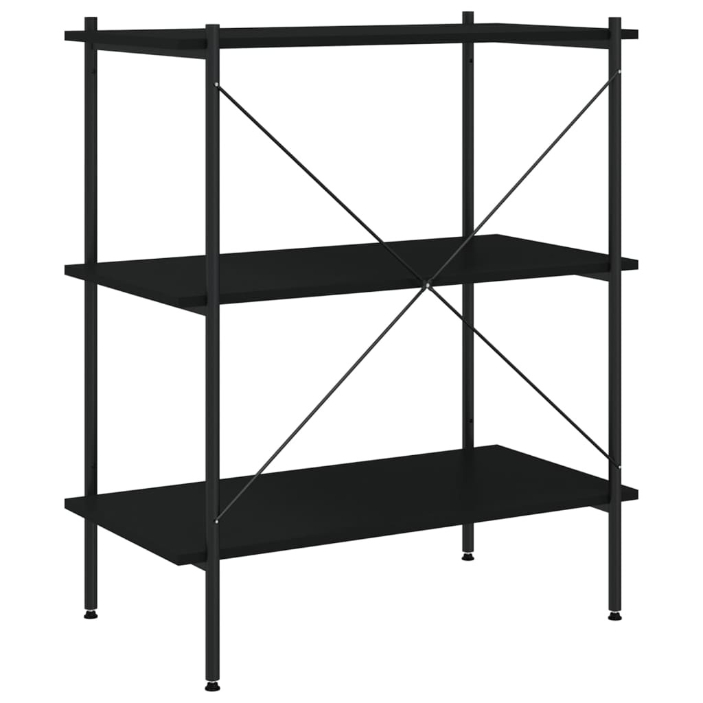reol med 3 hylder 80x40x92 cm sort