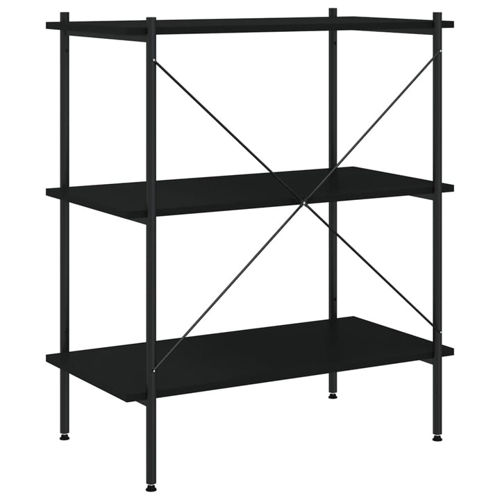 reol med 3 hylder 80x40x92 cm sort