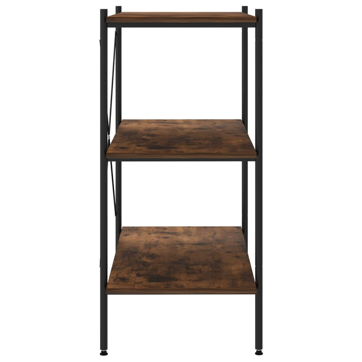 reol med 3 hylder 80x40x92 cm sort og naturfarvet