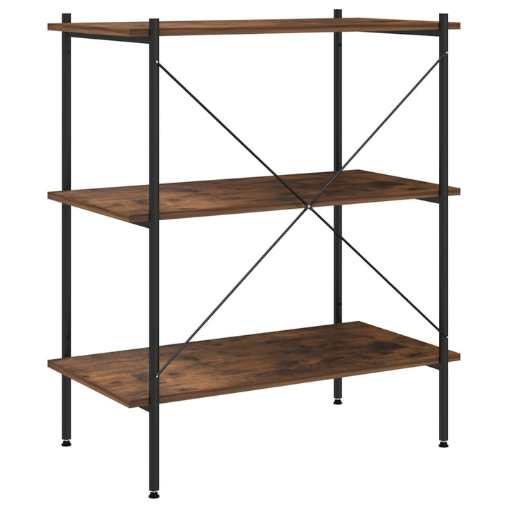 reol med 3 hylder 80x40x92 cm sort og naturfarvet
