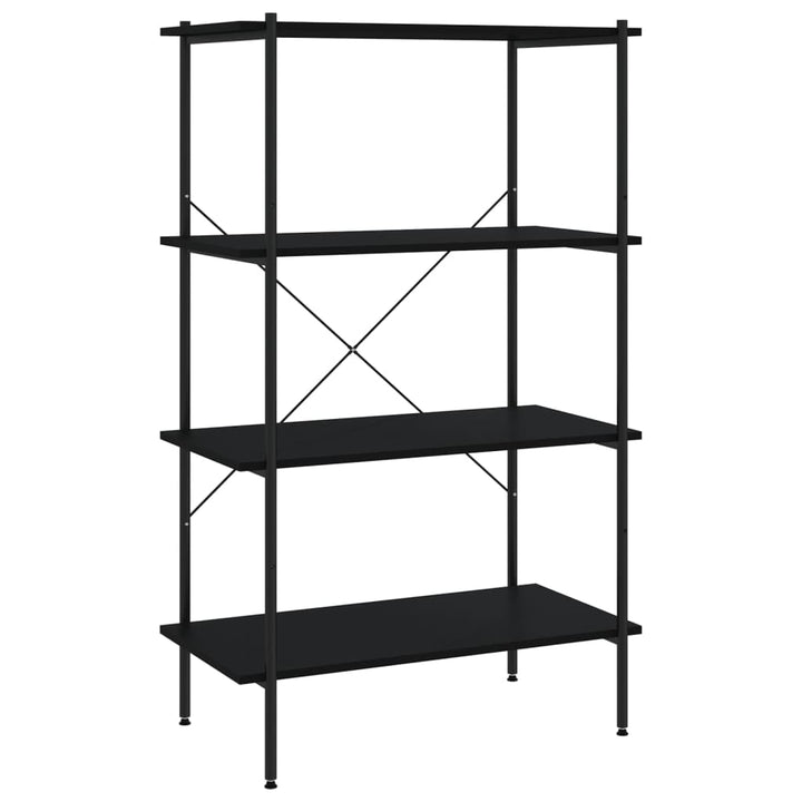 reol med 4 hylder 80x40x130 cm sort