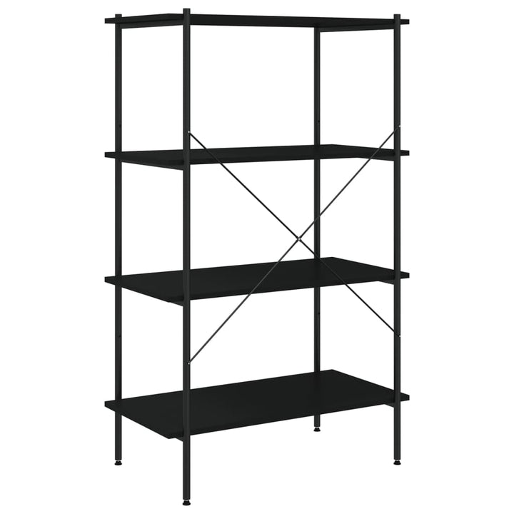 reol med 4 hylder 80x40x130 cm sort
