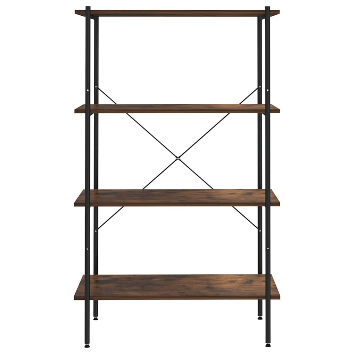 reol med 4 hylder 80x40x130 cm sort og naturfarvet