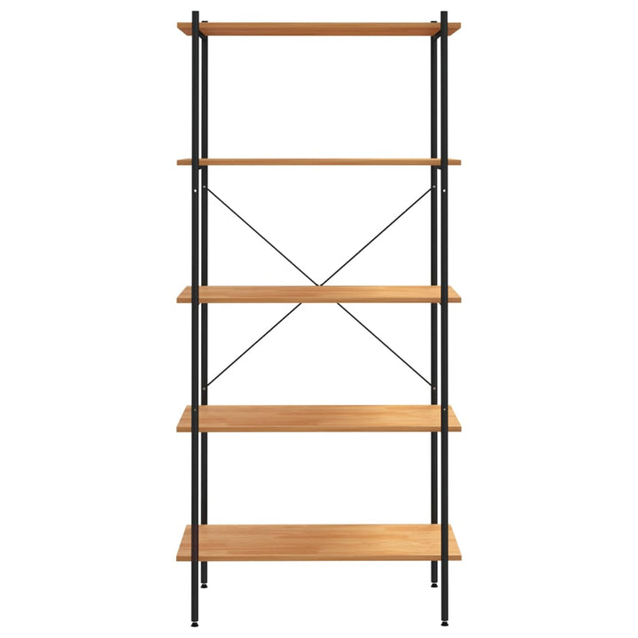 reol med 5 hylder 80x40x163 cm sort og egetræsfarvet