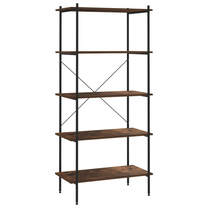 reol med 5 hylder 80x40x163 cm sort og naturfarvet