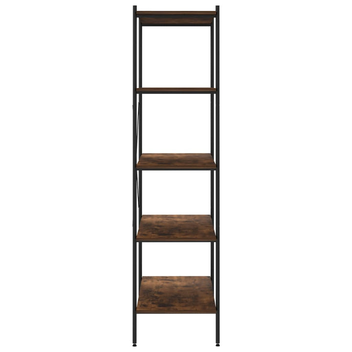 reol med 5 hylder 80x40x163 cm sort og naturfarvet