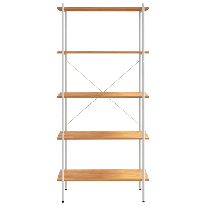 reol med 5 hylder 80x40x163 cm hvid og egetræsfarvet