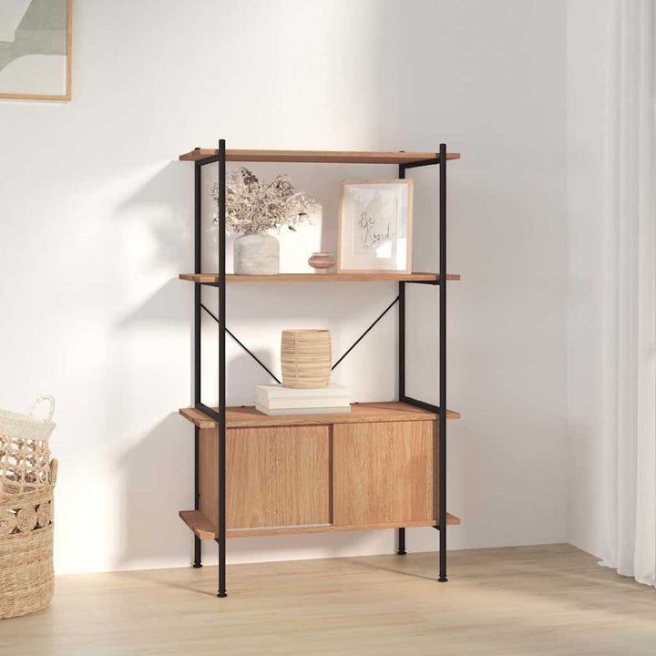 reol med skab 80x40x130 cm 4 niveauer stål og konstrueret træ