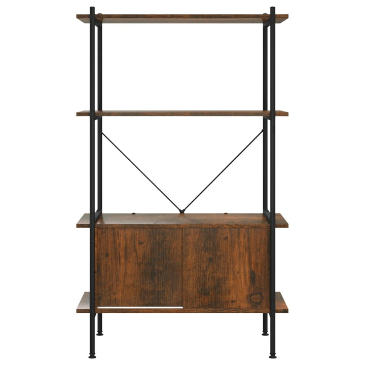 reol med skab 80x40x130 cm 4 niveauer stål og konstrueret træ