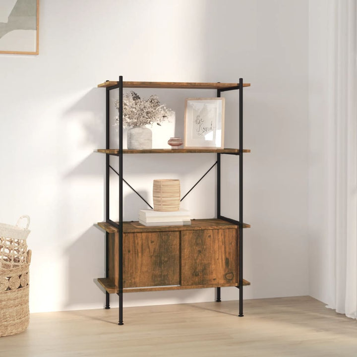 reol med skab 80x40x130 cm 4 niveauer stål og konstrueret træ