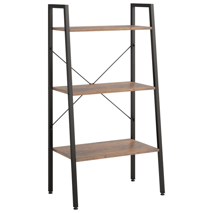 stigereol med 3 hylder 56x35x108 cm mørkebrun og sort