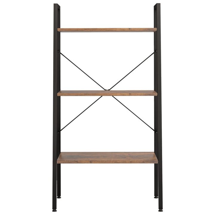 stigereol med 3 hylder 56x35x108 cm mørkebrun og sort