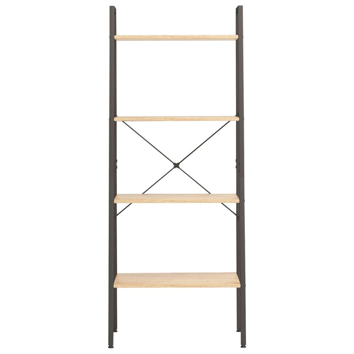 stigereol med 4 hylder 56x35x140 cm lysebrun og sort