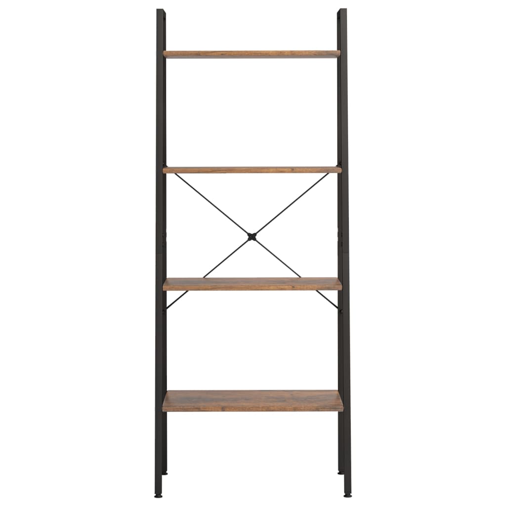 stigereol med 4 hylder 56x35x140 cm mørkebrun og sort