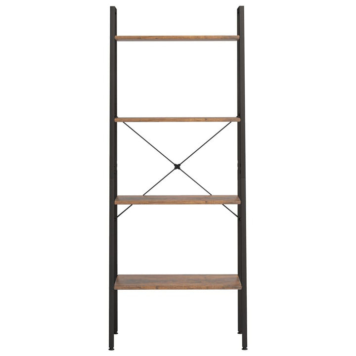 stigereol med 4 hylder 56x35x140 cm mørkebrun og sort
