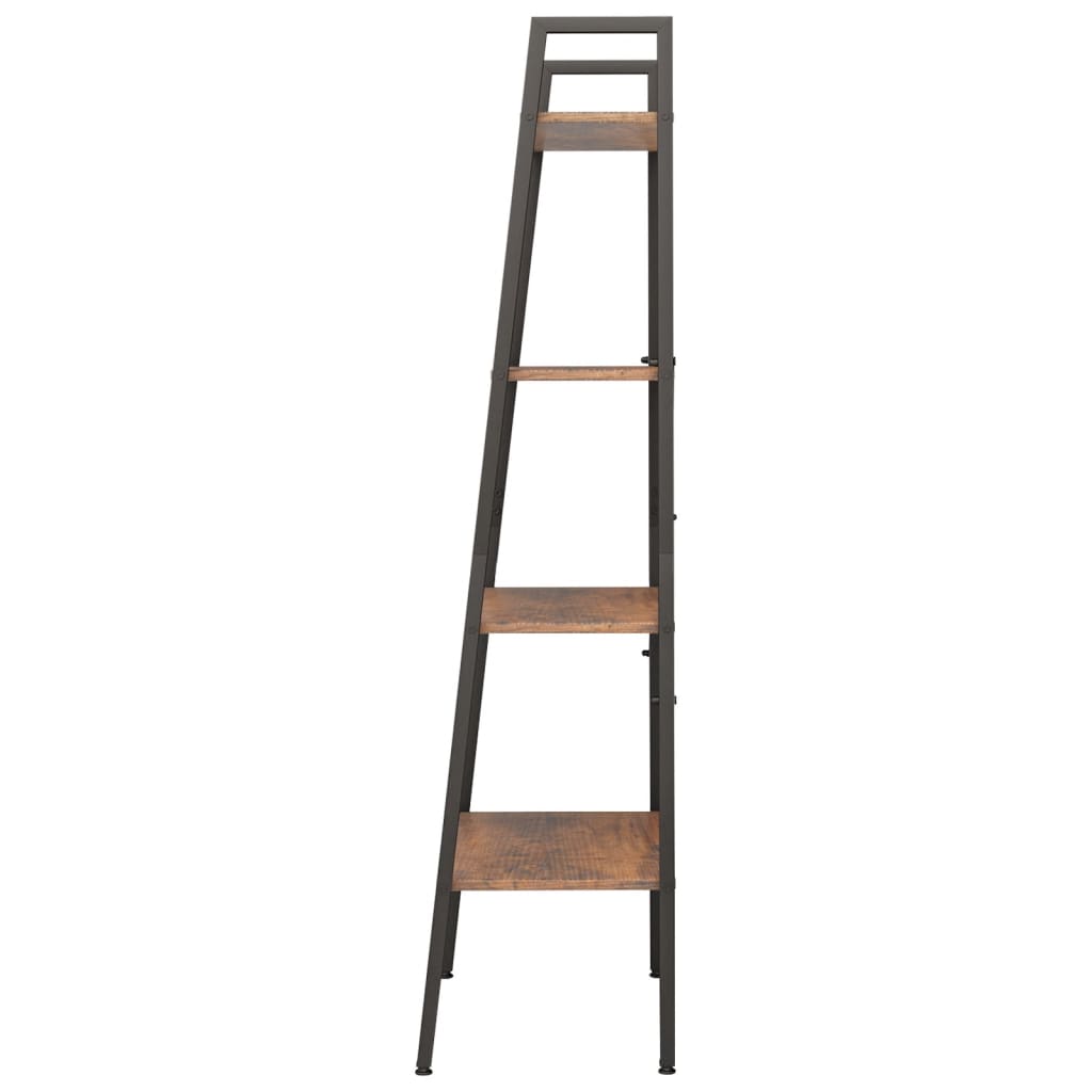 stigereol med 4 hylder 56x35x140 cm mørkebrun og sort