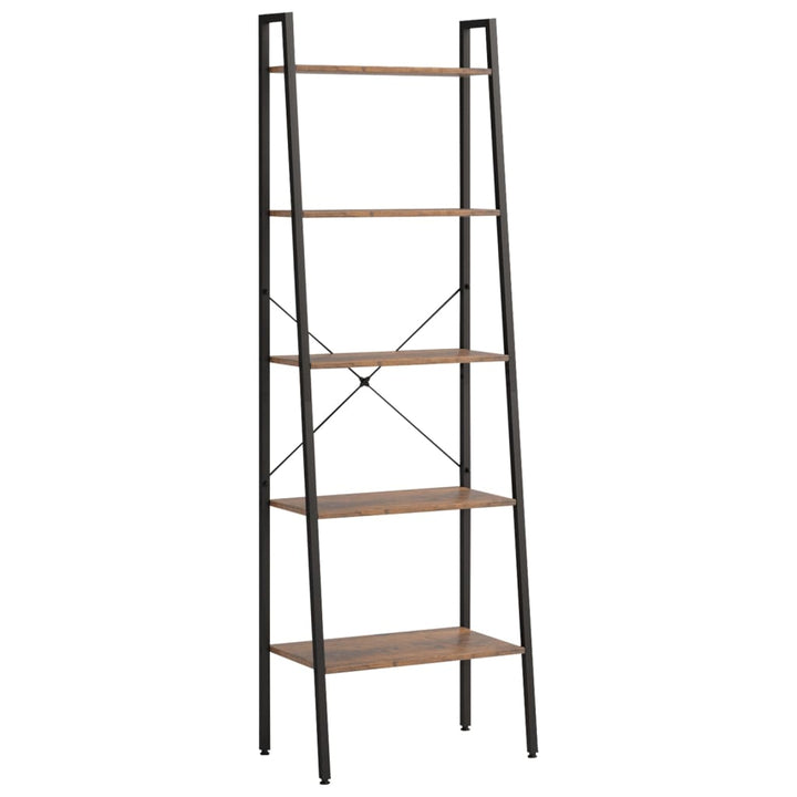 stigereol med 5 hylder 56x35x174 cm mørkebrun og sort