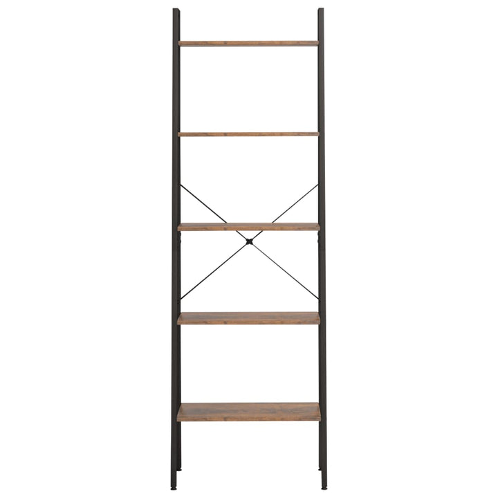 stigereol med 5 hylder 56x35x174 cm mørkebrun og sort