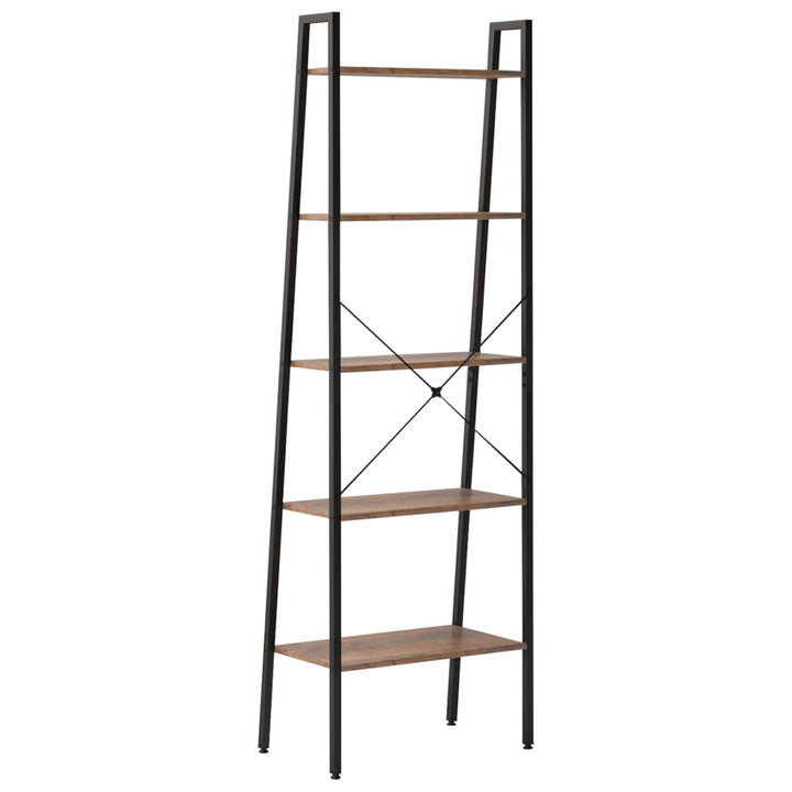 stigereol med 5 hylder 56x35x174 cm mørkebrun og sort