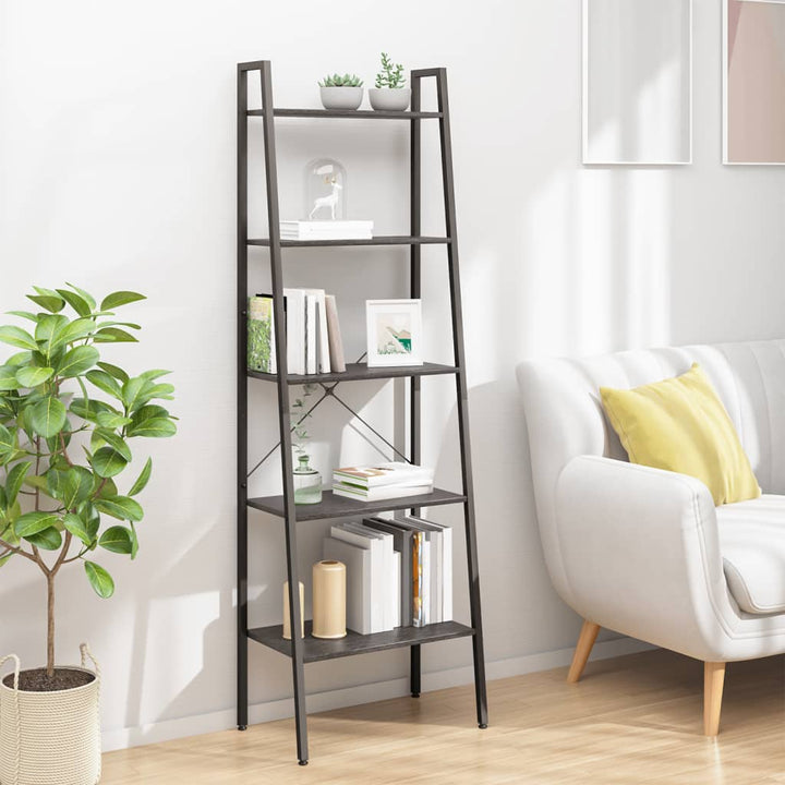 stigereol med 5 hylder 56x35x174 cm sort
