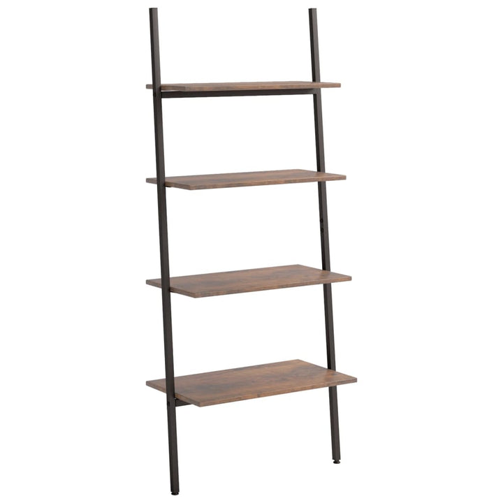 stigereol med 4 hylder 64x34x150,5 cm mørkebrun og sort