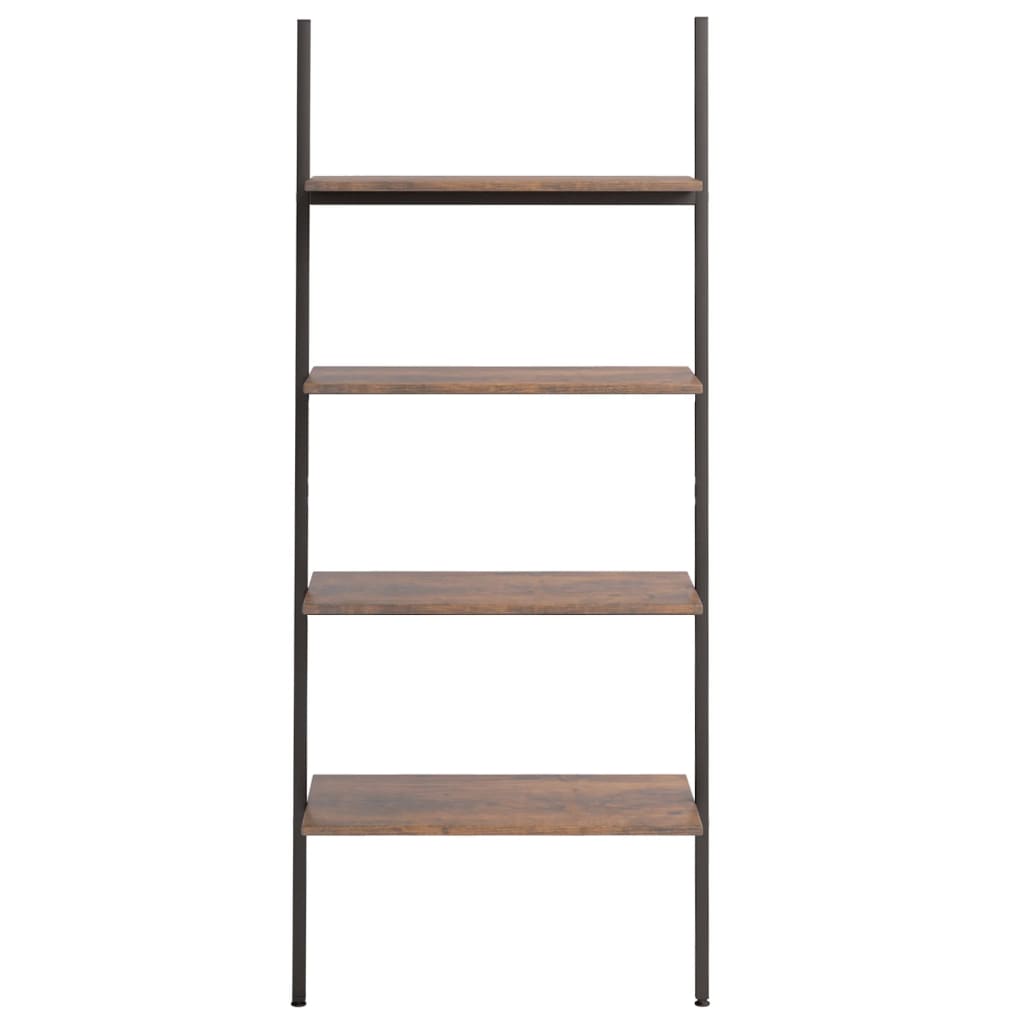 stigereol med 4 hylder 64x34x150,5 cm mørkebrun og sort