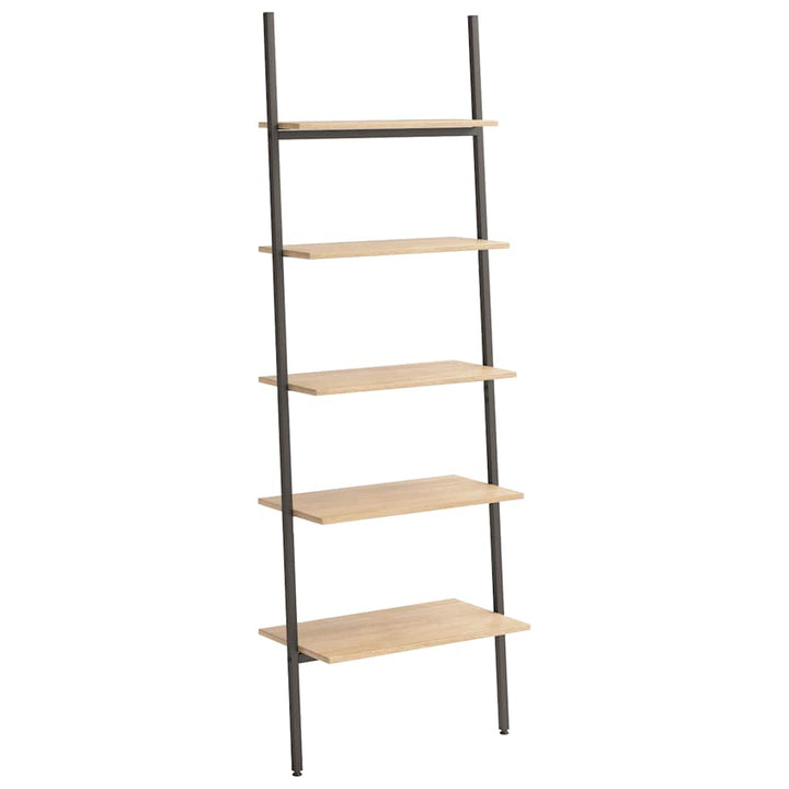 stigereol med 5 hylder 64x34x185,5 cm lysebrun og sort
