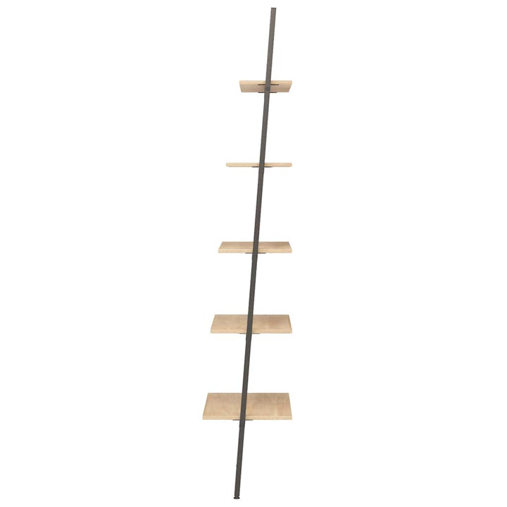 stigereol med 5 hylder 64x34x185,5 cm lysebrun og sort