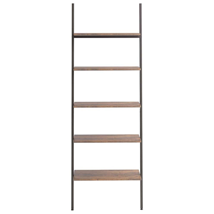 stigereol med 5 hylder 64x34x185,5 cm mørkebrun og sort