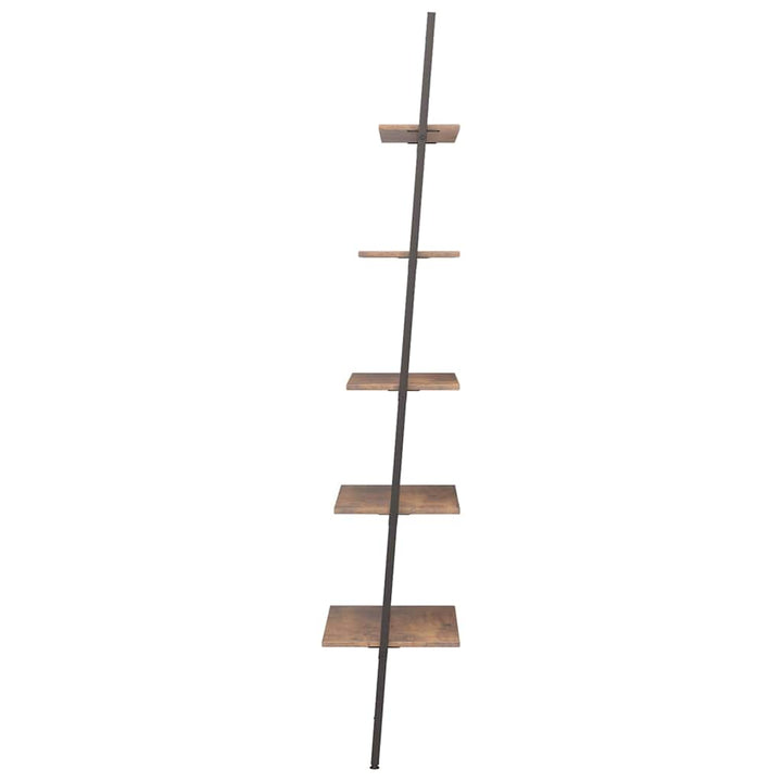 stigereol med 5 hylder 64x34x185,5 cm mørkebrun og sort