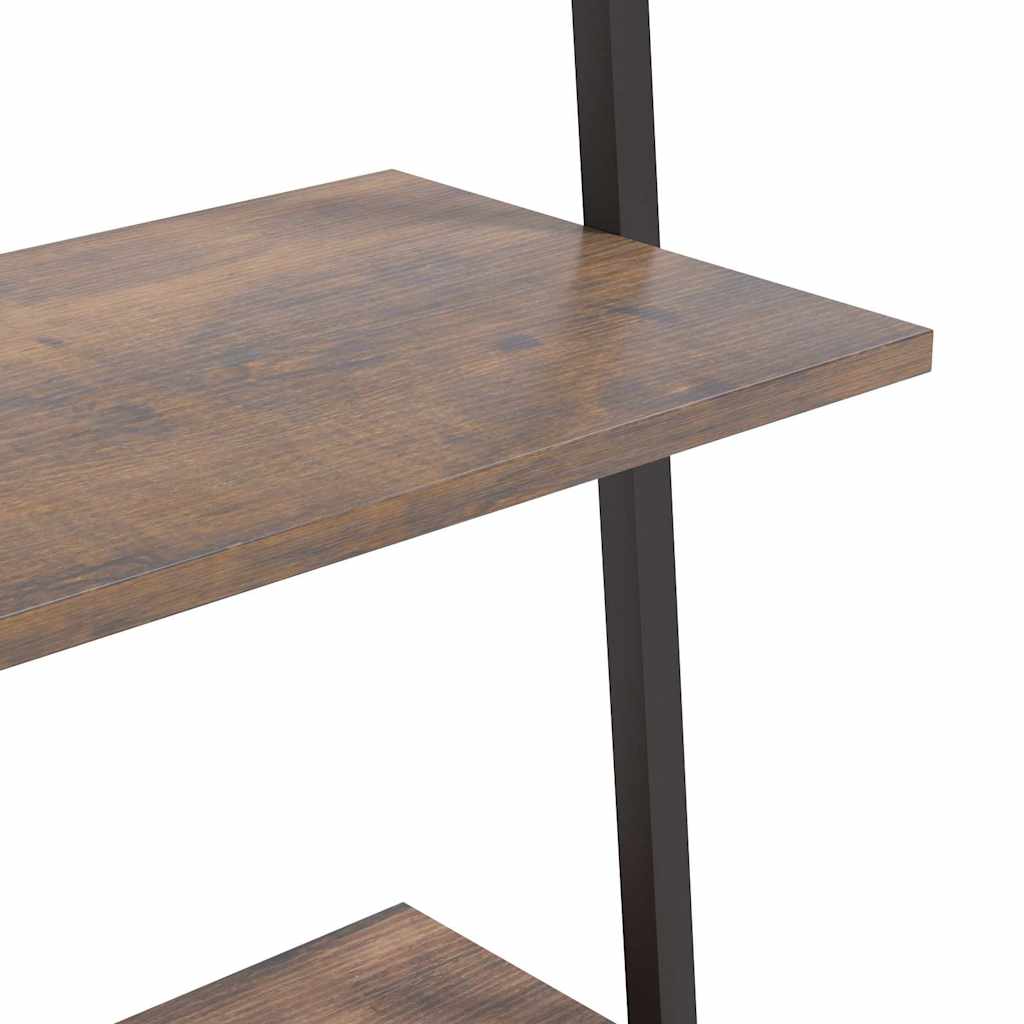 stigereol med 5 hylder 64x34x185,5 cm mørkebrun og sort